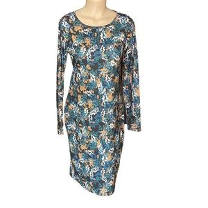 LULAROE Sheath Dress Floral Fitted Long Sleeve Size Medium 10-12